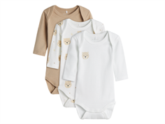 Name It oxford tan bear bodysuit (3-pack)